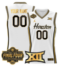 Custom Houston Cougars Jersey 2025 Final Four Patch Basketball White Gold