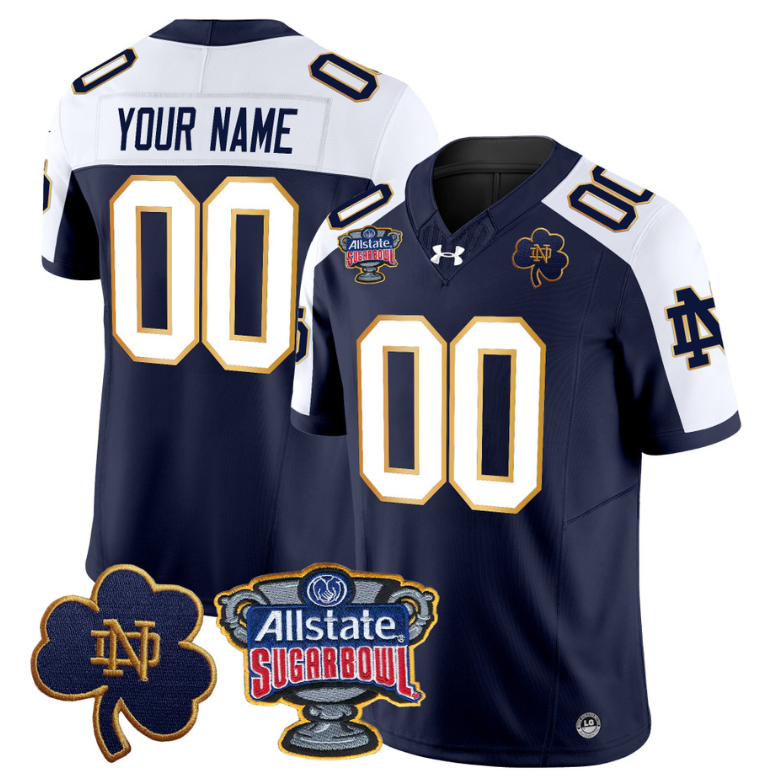 Custom Notre Dame Fighting Irish Jersey 2024 Sugar Bowl Patch Vapor