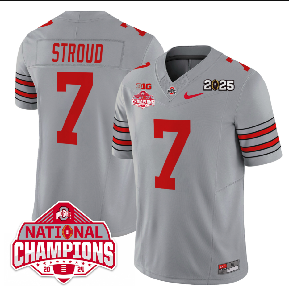 C J Stroud Jersey #7 Ohio State 2025 CFP Patch National Champions
