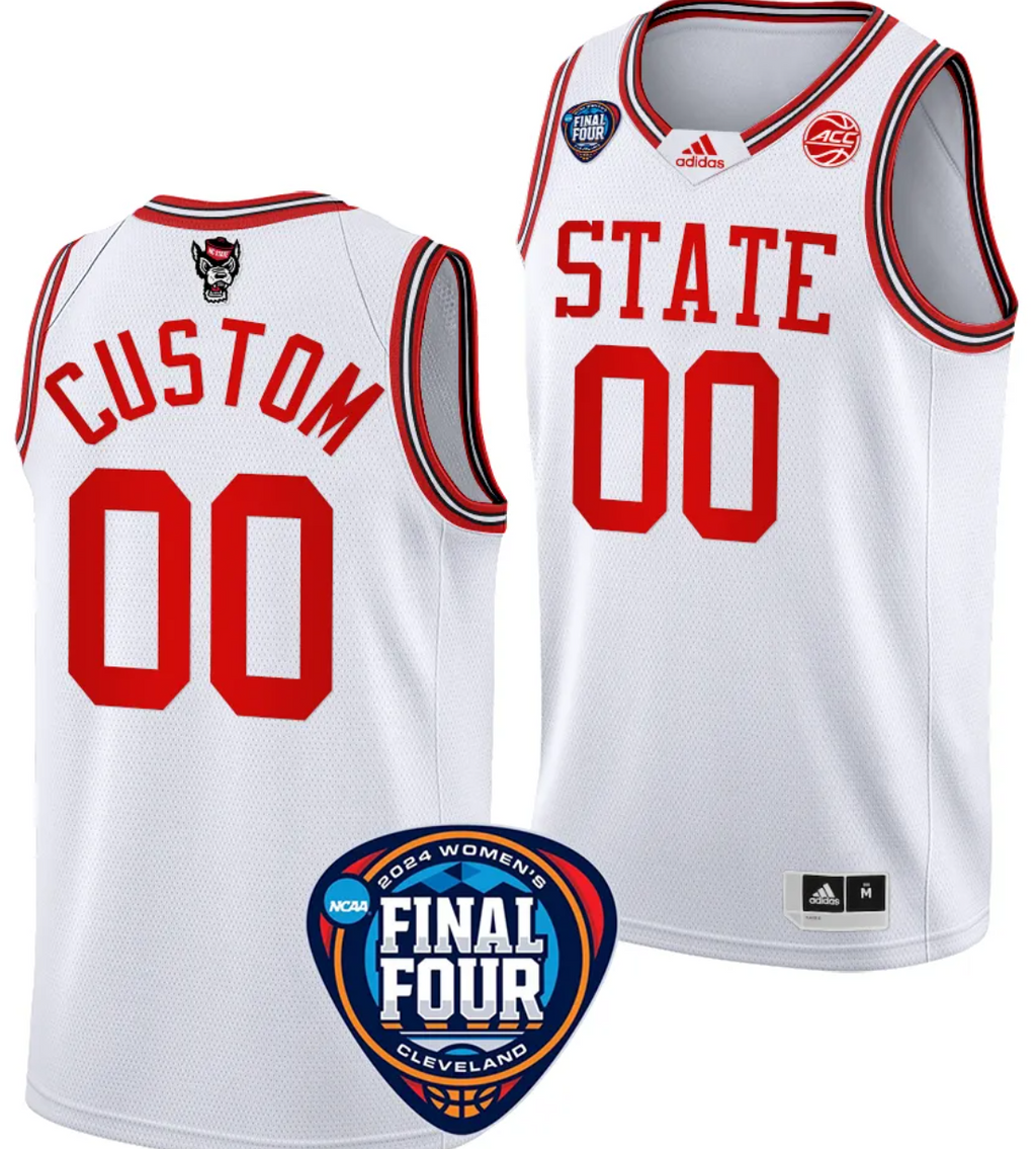 Custom NC State Wolfpack Basketball Jersey Name and Number 2024 NCAA March Madness Final Four White