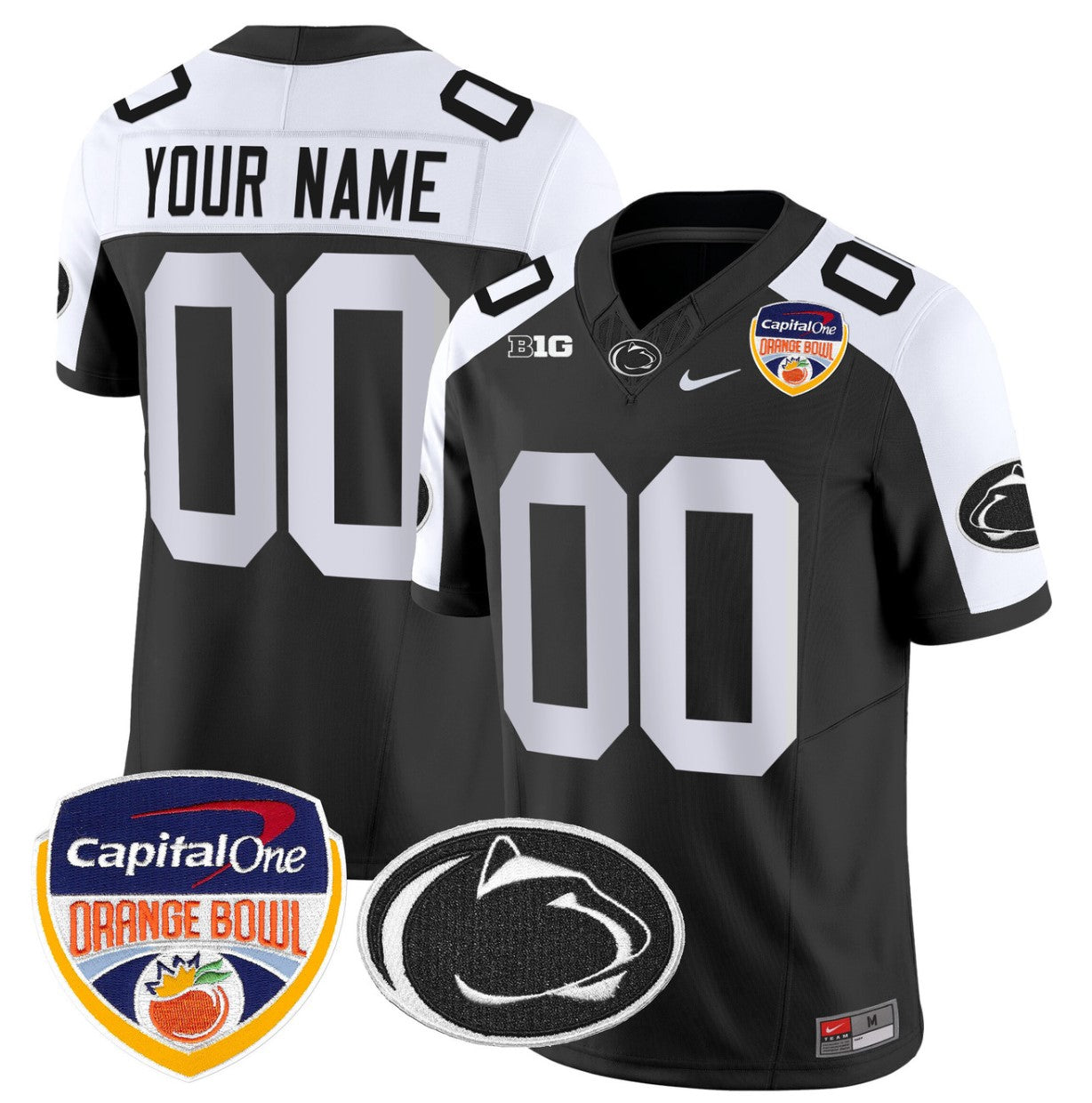 Custom Penn State Jersey Name, Number Orange Bowl Patch Stitched