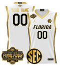 Custom Florida Gators Jersey 2025 Final Four Patch Basketball Stitched White Gold