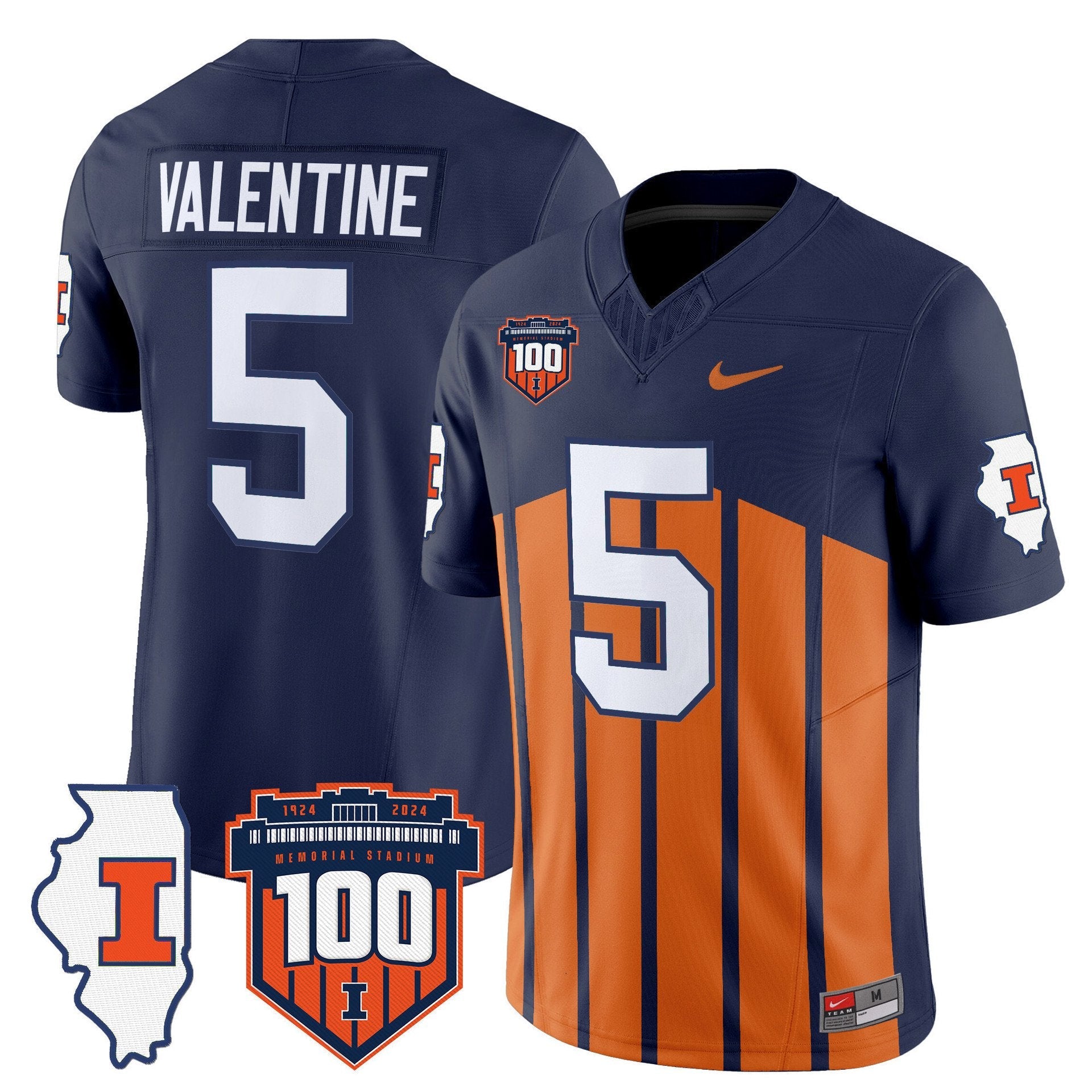 Ca'Lil Valentine Jersey #5 Illinois Fighting 100th Memorial Stadium
