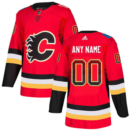 Calgary Flames Red Customized Drift Fashion Jersey Stitched