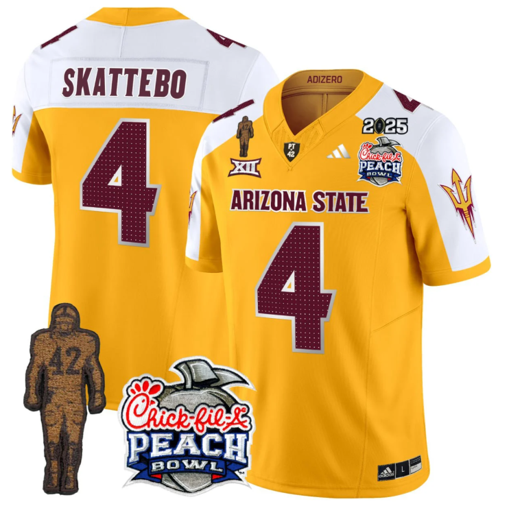 Cam Skattebo Jersey #4 Sun Devils Pat Tillman & Peach Bowl Patch 2025 Patch