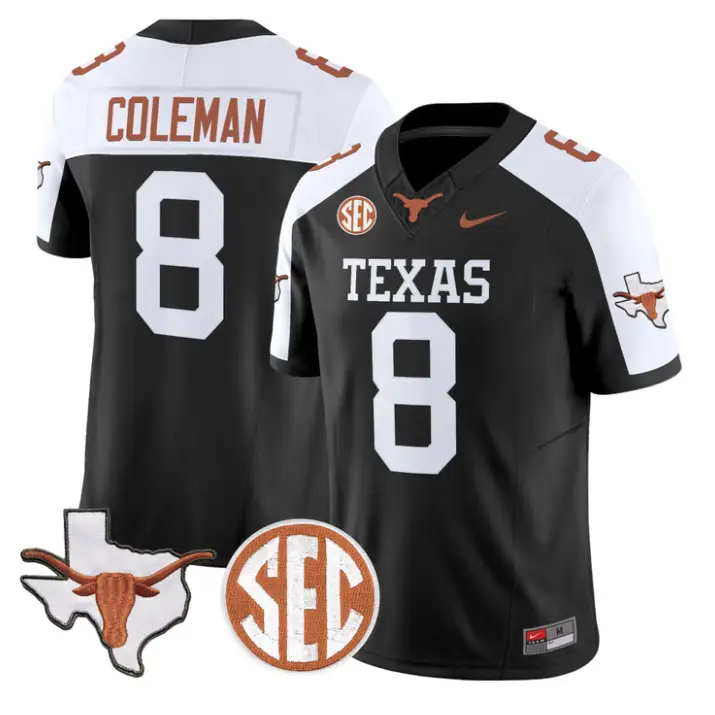 Cam Coleman Jersey #8 Texas Longhorns 2026 SEC Patch Stitched