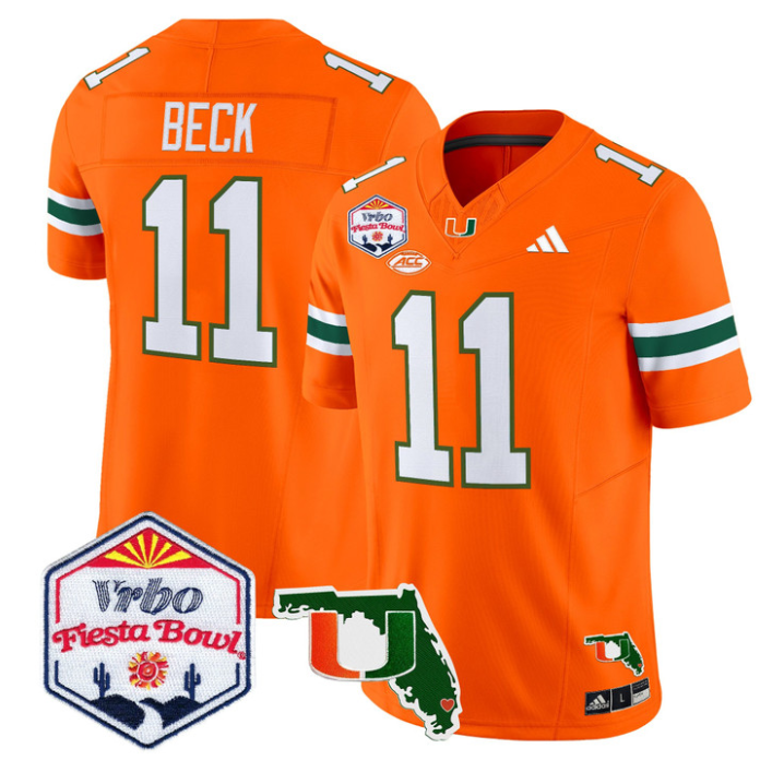 Carson Beck Jersey #11 Miami Hurricanes 2026 Fiesta Bowl Florida Orange