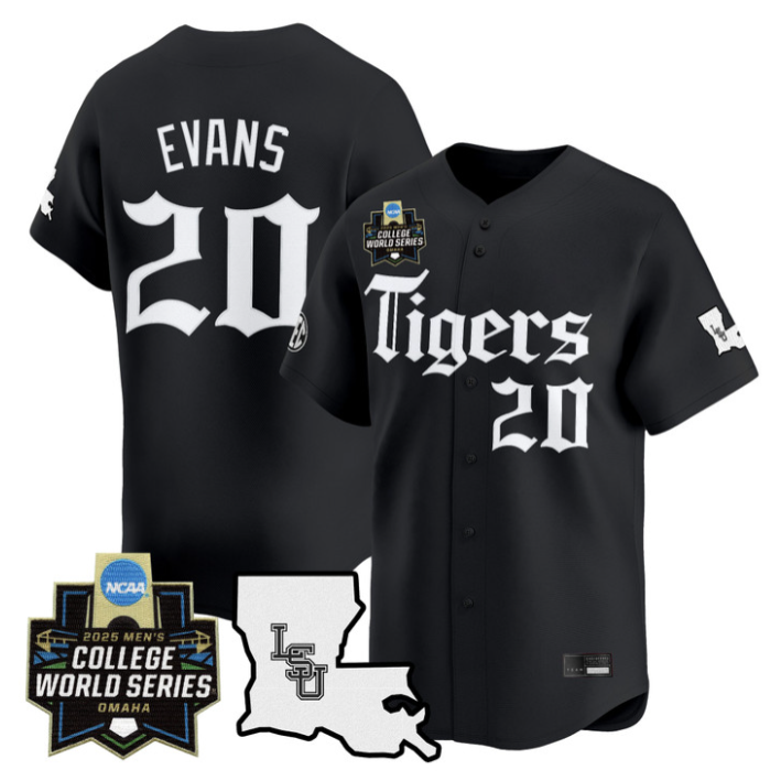 Casan Evans Jersey #20 LSU Tigers 2025 World Series Gothic Geaux Edition