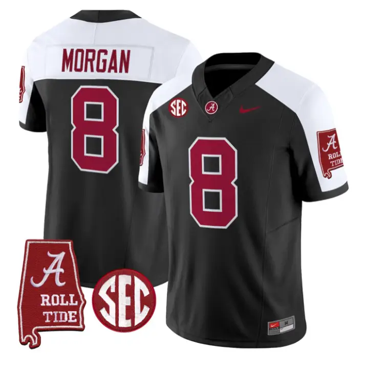 Cederian Morgan Jersey #12 Alabama Crimson 2026 SEC Patch Stitched
