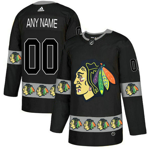 Chicago Blackhawks Custom Black Team Logos Fashion Jersey Stitched