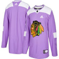 Chicago Blackhawks Purple Pink Custom Hockey Fights Cancer Practice Jersey Stitched