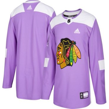 Chicago Blackhawks Purple Pink Custom Hockey Fights Cancer Practice Jersey Stitched