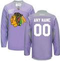 Chicago Blackhawks Purple Pink Custom Reebok Hockey Fights Cancer Practice Jersey Stitched
