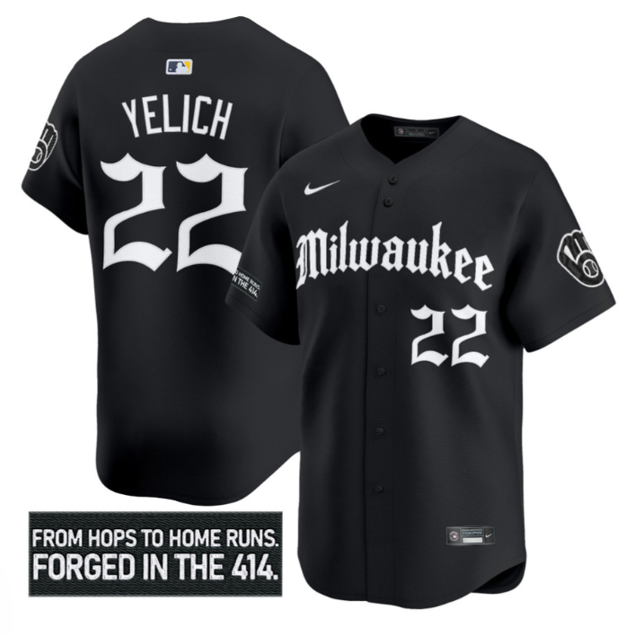 Christian Yelich Jersey #22 Milwaukee Brewers Gothic 414 Shadows Edition