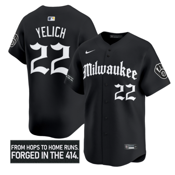Christian Yelich Jersey #22 Milwaukee Brewers Gothic 414 Shadows Edition