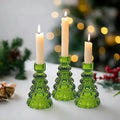 Christmas Tree Glass Candle Holder | 3pcs Set