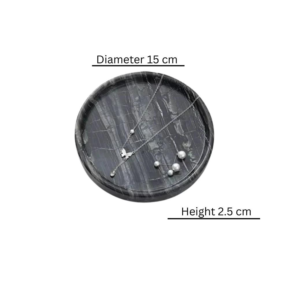 Circular Black Marble Jewelry Tray