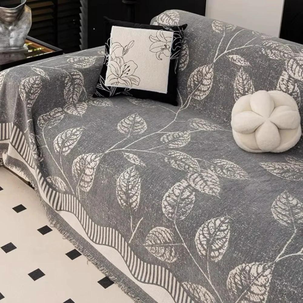 Classic Chenille Leaf Sofa Cover