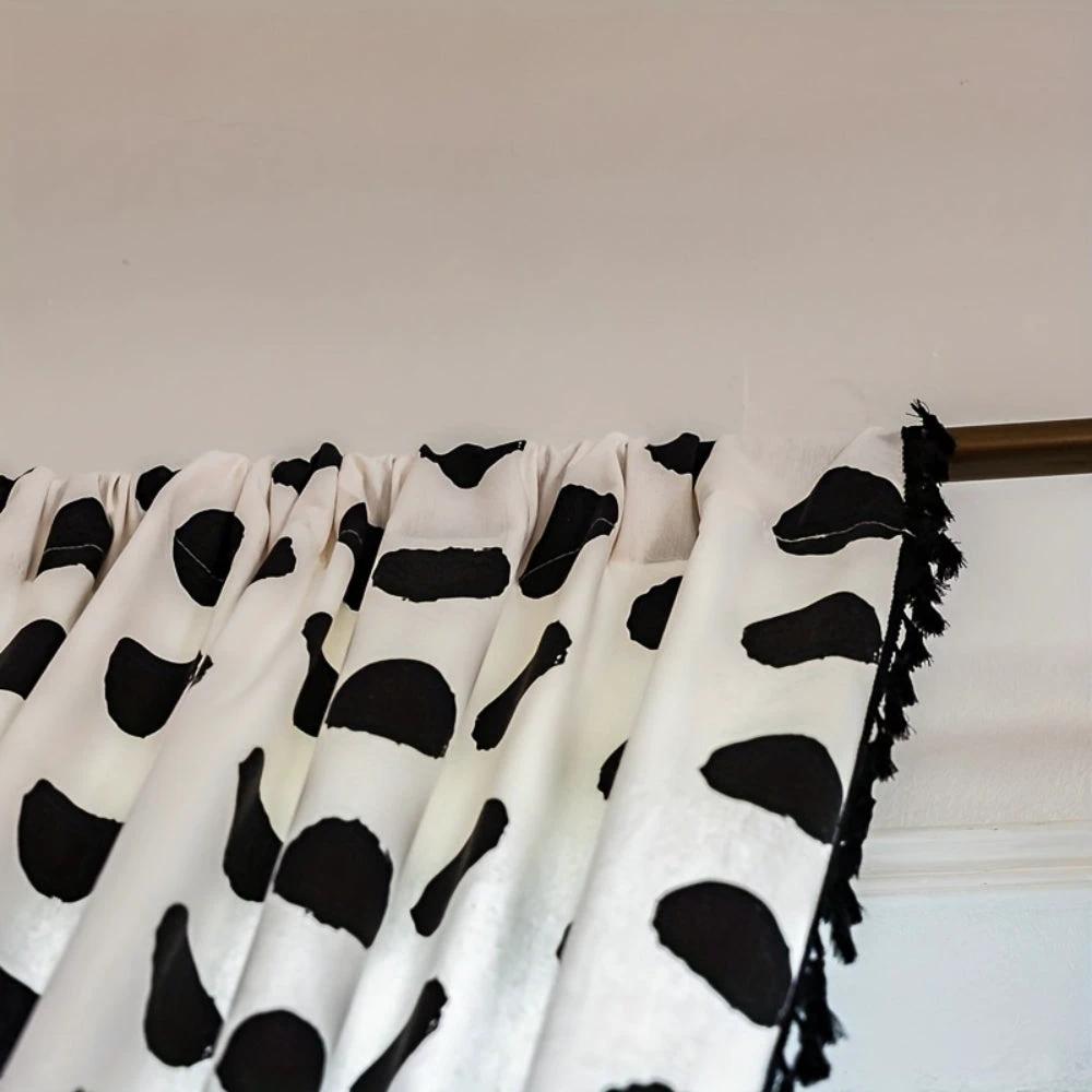 Chic Polka Dot Tassel Window Curtain