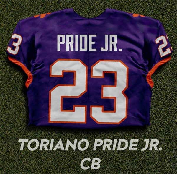 Clemson Tigers #23 Toriano Pride Jr College Football Jersey Stitched Purple