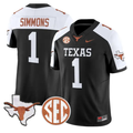 Colin Simmons Jersey #1 Texas Longhorns 2026 SEC Patch Stitched