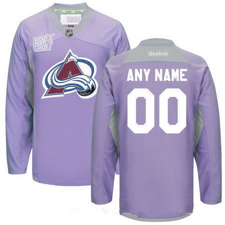 Colorado Avalanche Purple Pink Custom Reebok Hockey Fights Cancer Practice Jersey Stitched