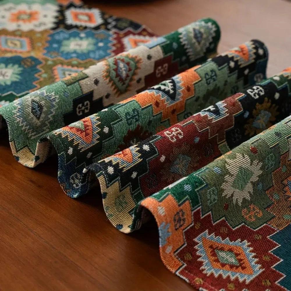 Colorful Geometric Tassel Table Runner Decor