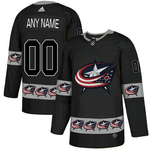 Columbus Blue Jackets Custom Black Team Logos Fashion Jersey Stitched