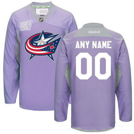 Columbus Blue Jackets Purple Pink Custom Reebok Hockey Fights Cancer Practice Jersey Stitched
