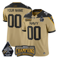 Custom Navy Midshipmen Jersey Jolly Rogers 2025 Trophy Champions Stitched Gold