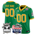 Custom Oregon Ducks Jersey Mummy Duck 2026 Peach Bowl Patch Stitched Green