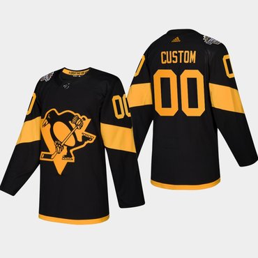 Custom Pittsburgh Penguins Coors Light 2019 Stadium Series Black Jersey Stitched