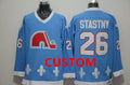 Custom Quebec Nordiques Light Blue CCM Vintage Throwback Jersey Stitched