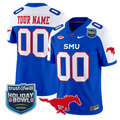 Custom SMU Mustangs Jersey 2026 Holiday Bowl Patch Limited Stitched Blue Alternate