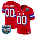 Custom SMU Mustangs Jersey 2026 Holiday Bowl Patch Limited Stitched Red