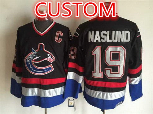 Custom Vancouver Canucks 2003-04 Black CCM Vintage Throwback Jersey  Stitched