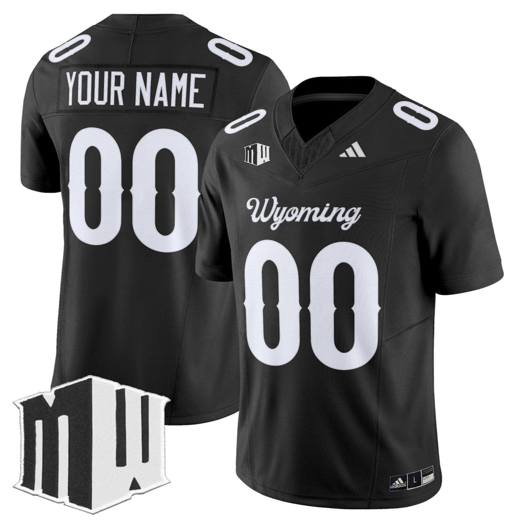 Custom Wyoming Cowboy Jersey Name and Number Black All Stitched