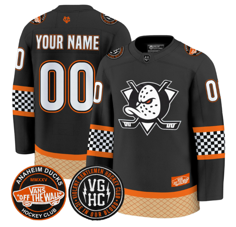 Custom Anaheim Ducks Jersey Checkerboard 2025 Premium All Stitched