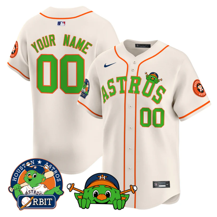 Custom Astros Jersey Name, Number Orbit Patch Vapor Premier Limited V3 Stitched
