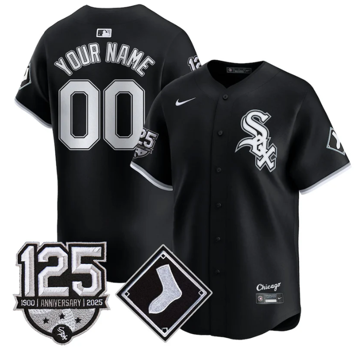 Custom Chicago White Sox Jersey Name, Number 125th Anniversary Stitched