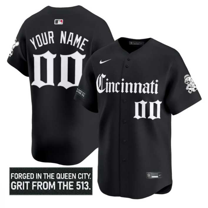 Custom Cincinnati Reds Jersey Gothic Queen City Edition Stitched
