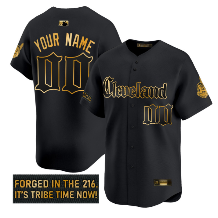 Custom Cleveland Indians Jersey Gothic Iron Edition Stitched
