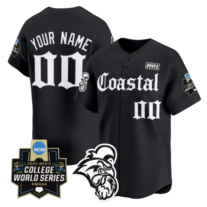 Custom Coastal Carolina Jersey 2025 World Series Gothic Edition Stitched