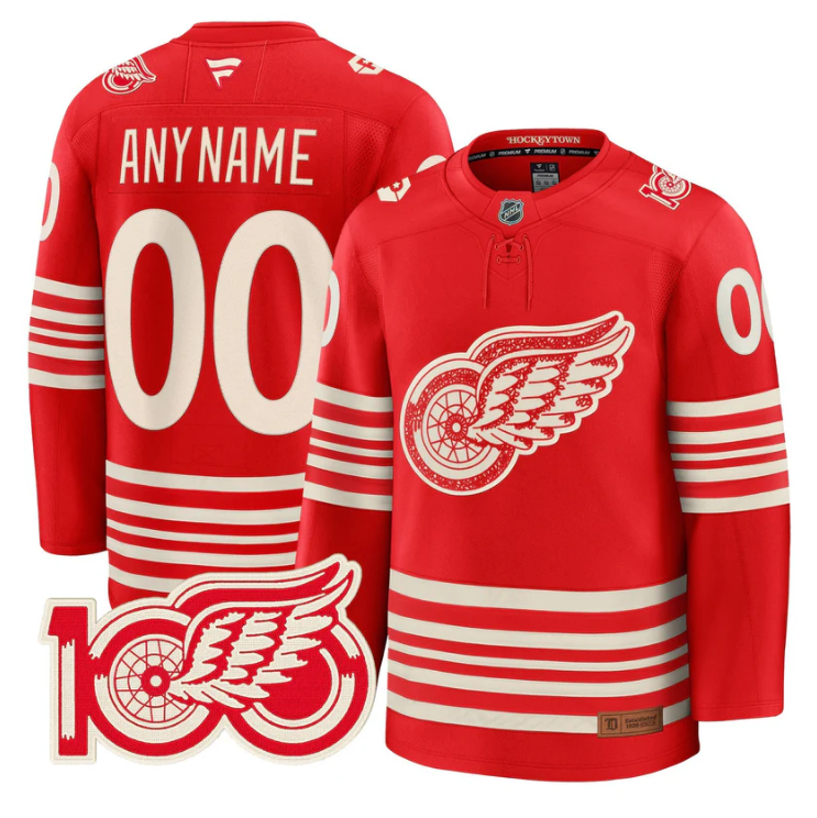 Custom Detroit  Wings Jersey Centennial Season Premium All Stitched