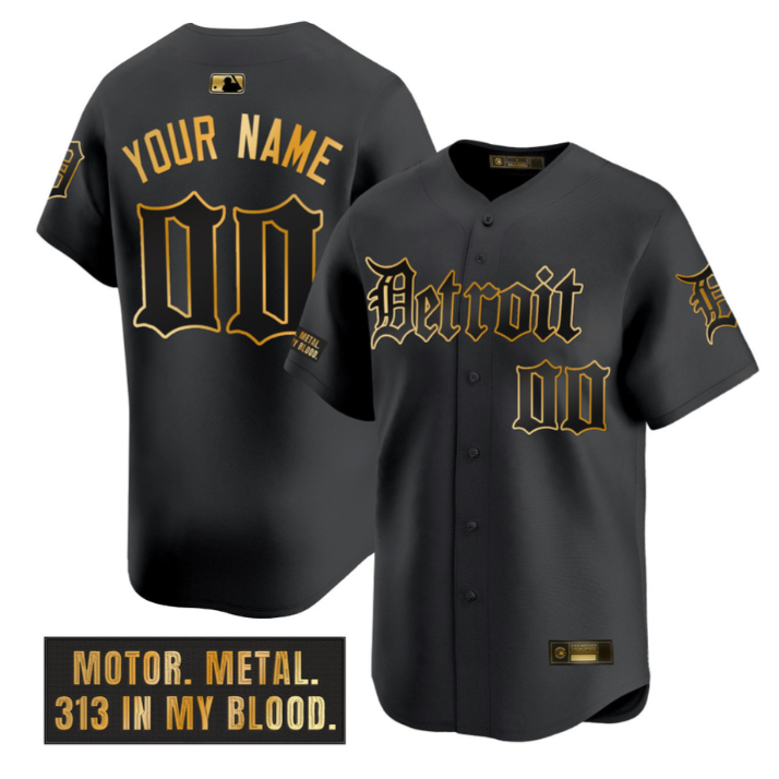 Custom Detroit Tigers Jersey Motor Gothic Edition Stitched