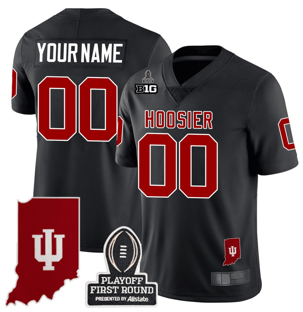 Custom Indiana Hoosiers Jersey Name, Number CFP First Round Patch Football