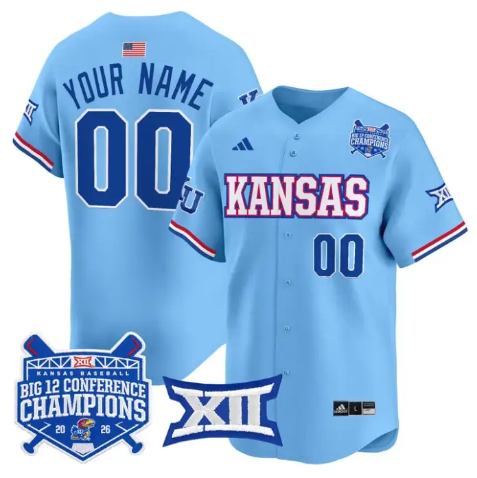 Custom Kansas Jayhawks Jersey Big 12 Conference Champions 2026 Stitched