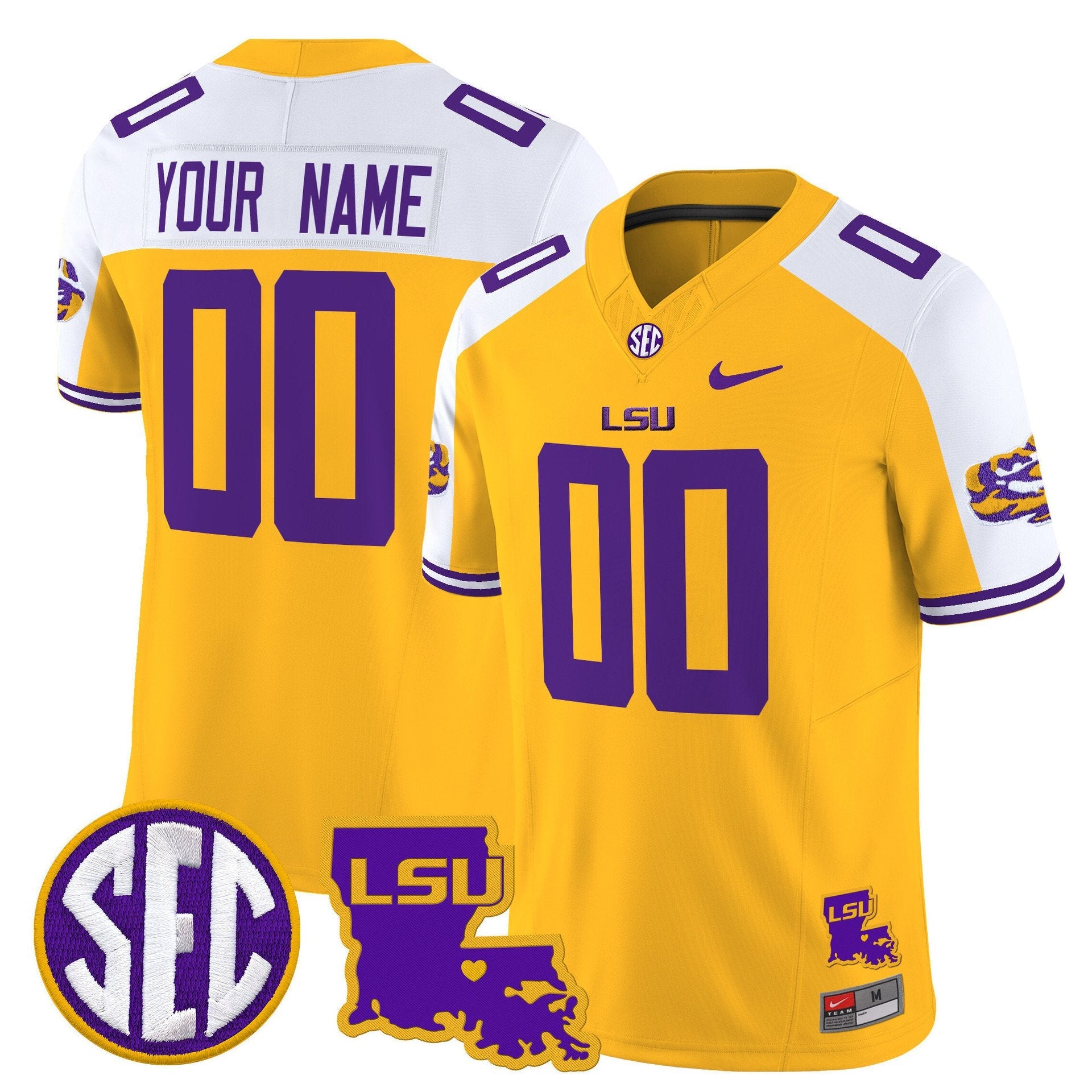Custom LSU Tigers Jersey Name, Number 2025 Louisiana Patch Stitched