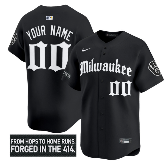 Custom Milwaukee Brewers Jersey Gothic 414 Shadows Edition Stitched