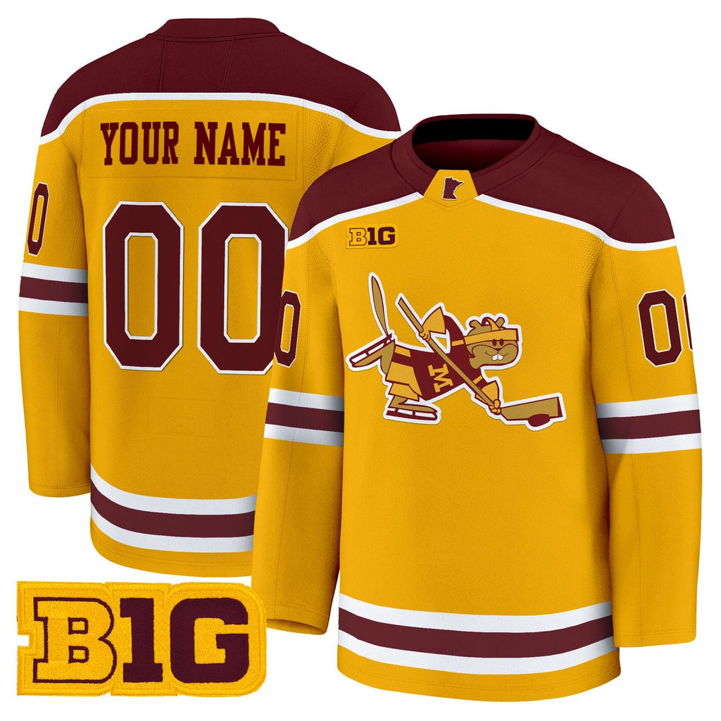 Custom Minnesota Golden Gophers Jersey Name, Number 2025-26 Stitched Gold